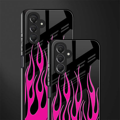 y2k black pink flames back phone cover | glass case for samsun galaxy a24 4g