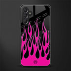 y2k black pink flames back phone cover | glass case for samsun galaxy a24 4g