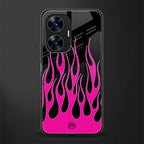 y2k black pink flames back phone cover | glass case for realme c55