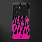 y2k black pink flames back phone cover | glass case for iQOO 9 Pro