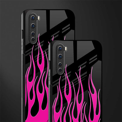 y2k black pink flames glass case for oneplus nord ac2001 image-2
