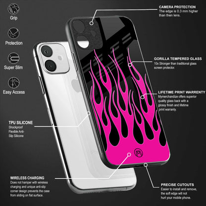 y2k black pink flames glass case for vivo v23e image-4