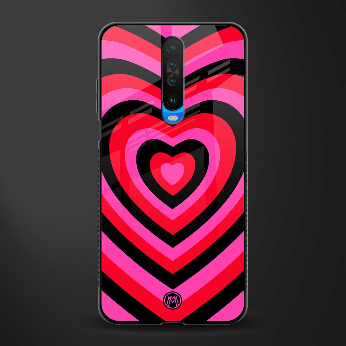 y2k black pink hearts aesthetic glass case for poco x2 image