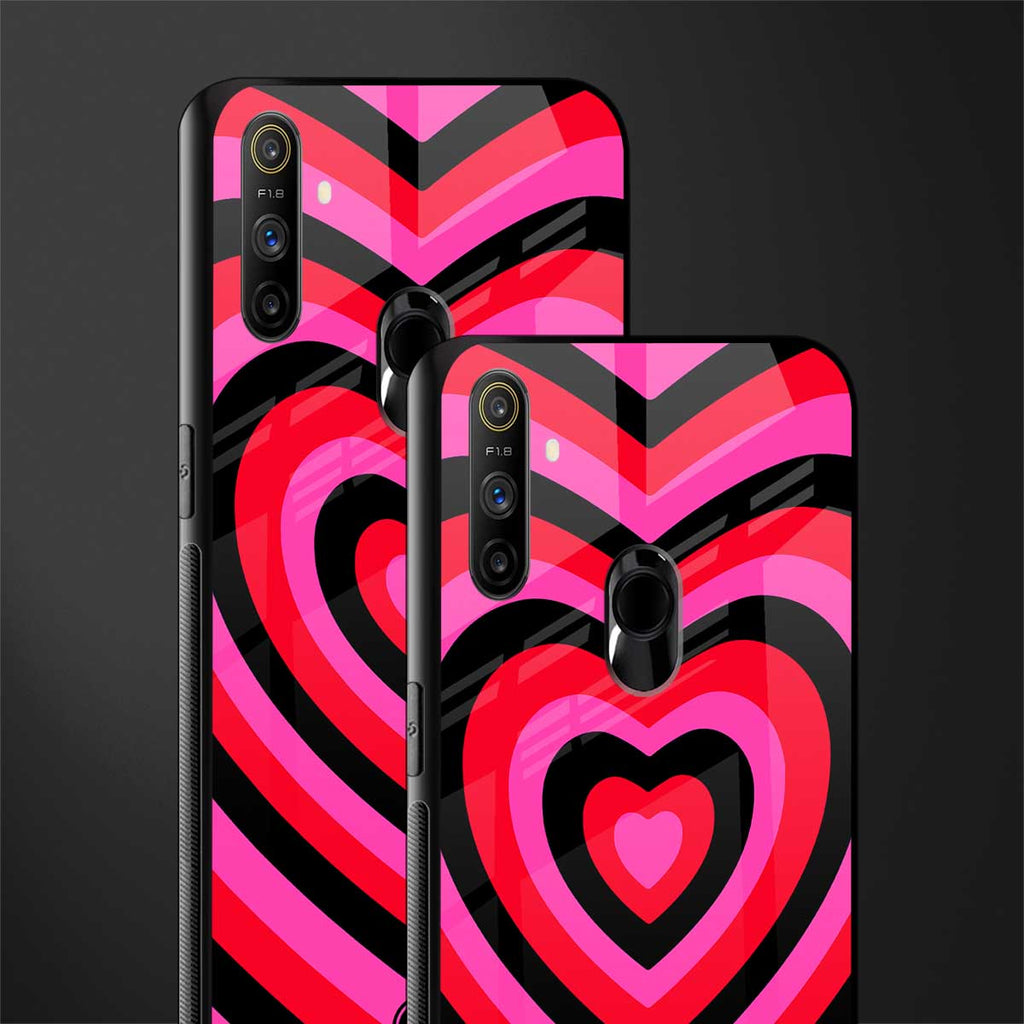 y2k black pink hearts aesthetic glass case for realme narzo 10a image-2