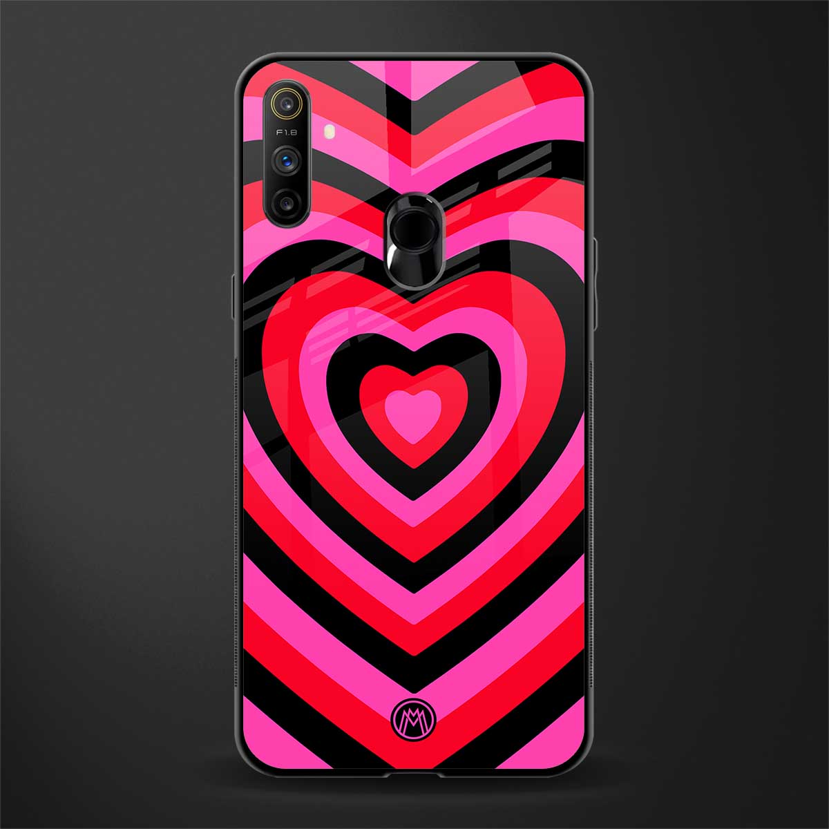 y2k black pink hearts aesthetic glass case for realme narzo 10a image