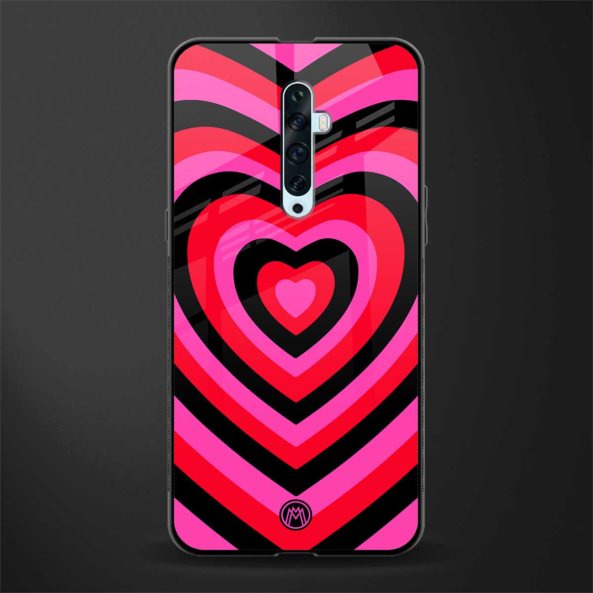 y2k black pink hearts aesthetic glass case for oppo reno 2z image