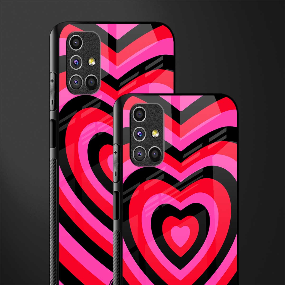 y2k black pink hearts aesthetic glass case for samsung galaxy m31s image-2