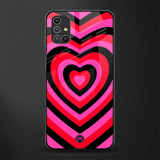 y2k black pink hearts aesthetic glass case for samsung galaxy m51 image