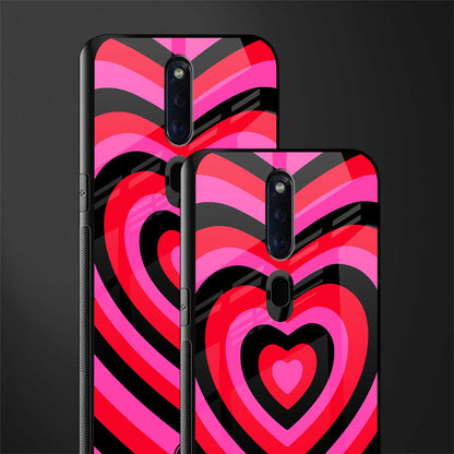 y2k black pink hearts aesthetic glass case for oppo f11 pro image-2