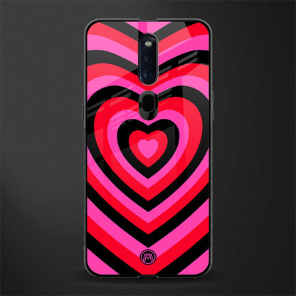 y2k black pink hearts aesthetic glass case for oppo f11 pro image