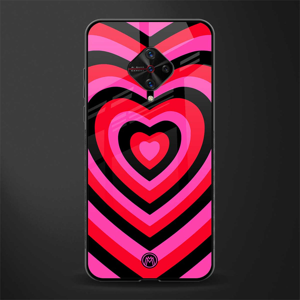 y2k black pink hearts aesthetic glass case for vivo s1 pro image