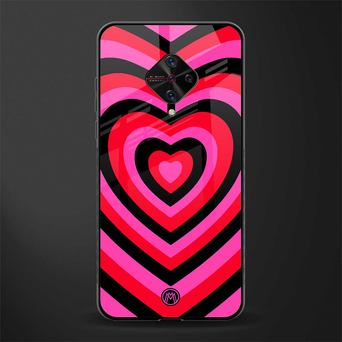 y2k black pink hearts aesthetic glass case for vivo s1 pro image