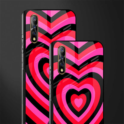 y2k black pink hearts aesthetic glass case for vivo s1 image-2