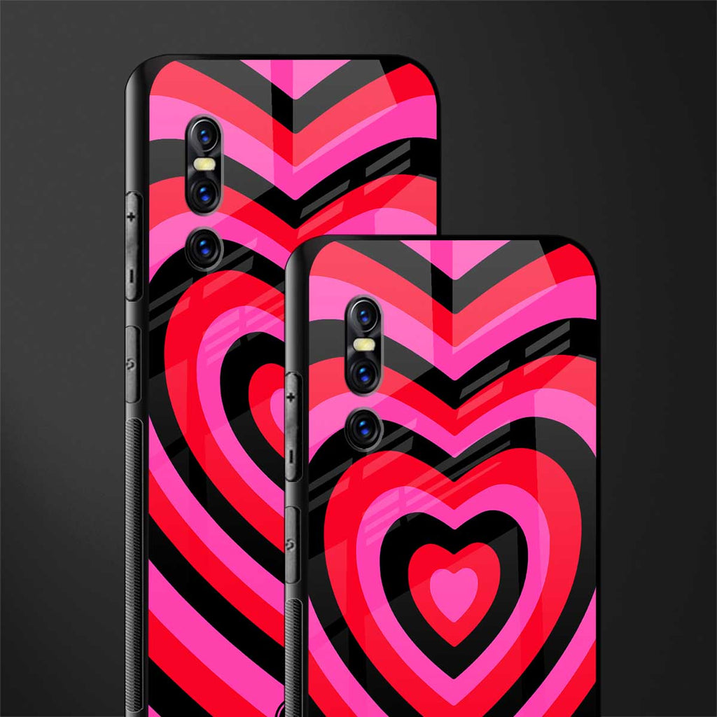 y2k black pink hearts aesthetic glass case for vivo v15 pro image-2