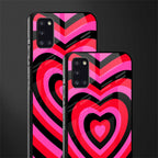 y2k black pink hearts aesthetic glass case for samsung galaxy a31 image-2