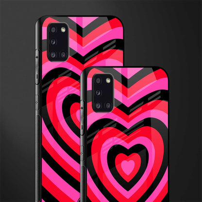 y2k black pink hearts aesthetic glass case for samsung galaxy a31 image-2