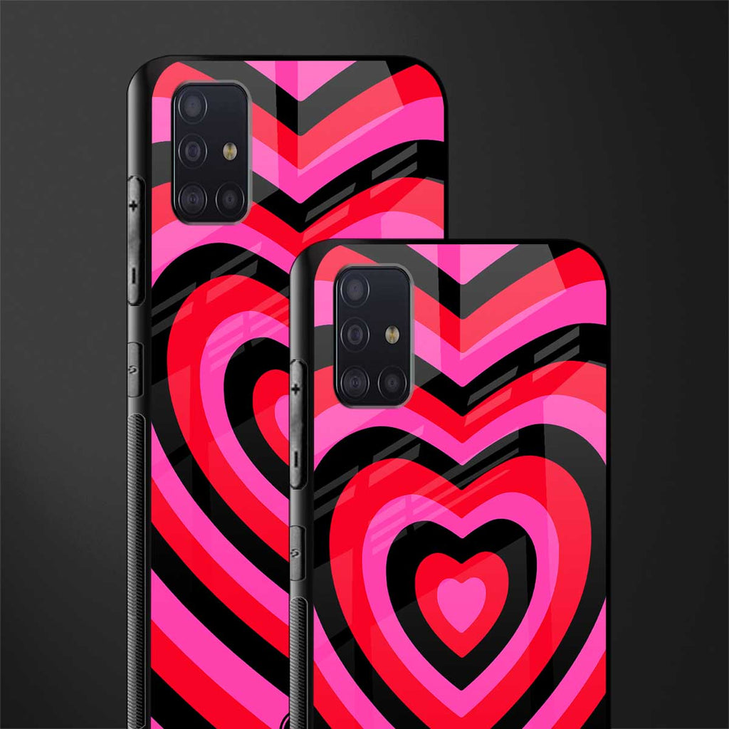 y2k black pink hearts aesthetic glass case for samsung galaxy a71 image-2