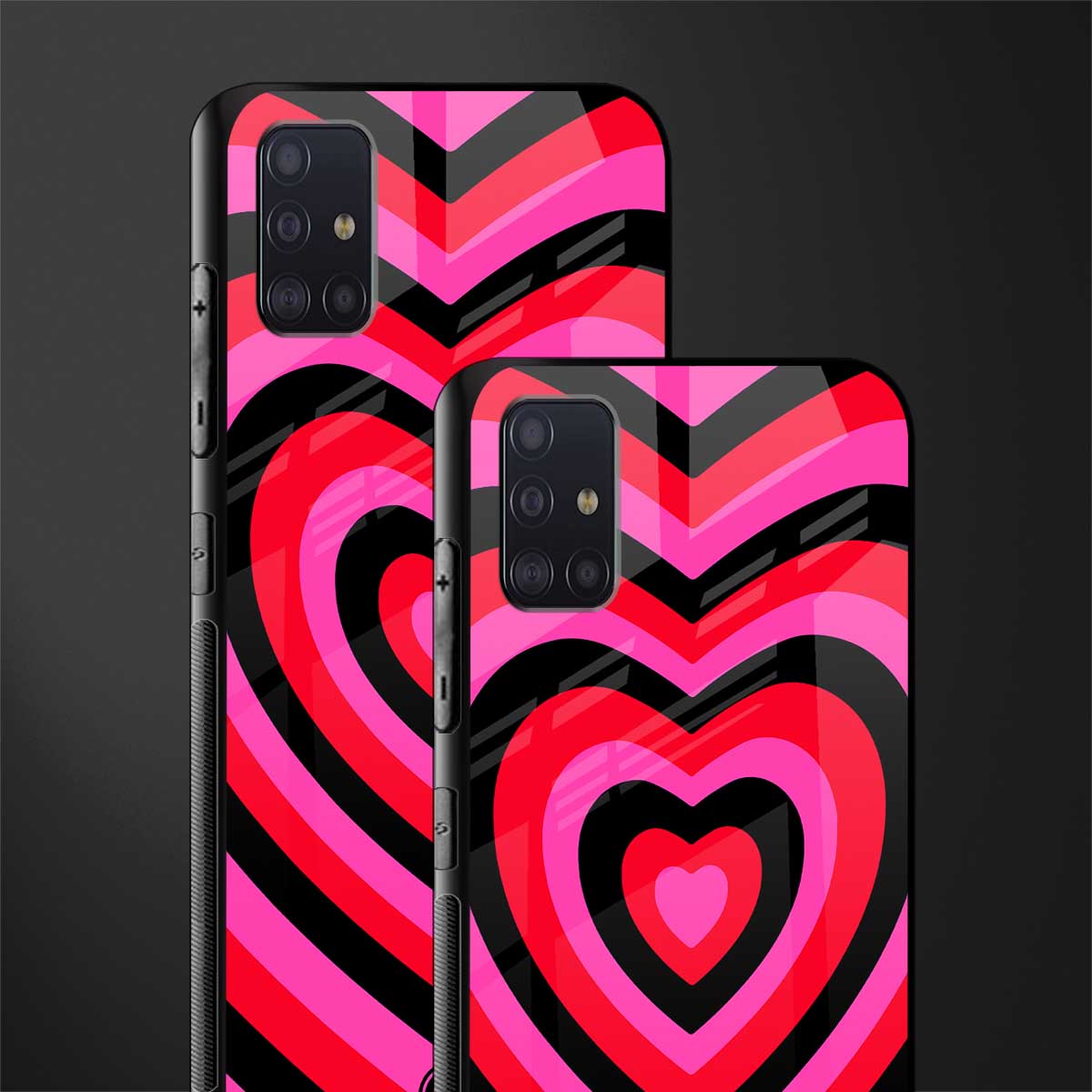 y2k black pink hearts aesthetic glass case for samsung galaxy a71 image-2