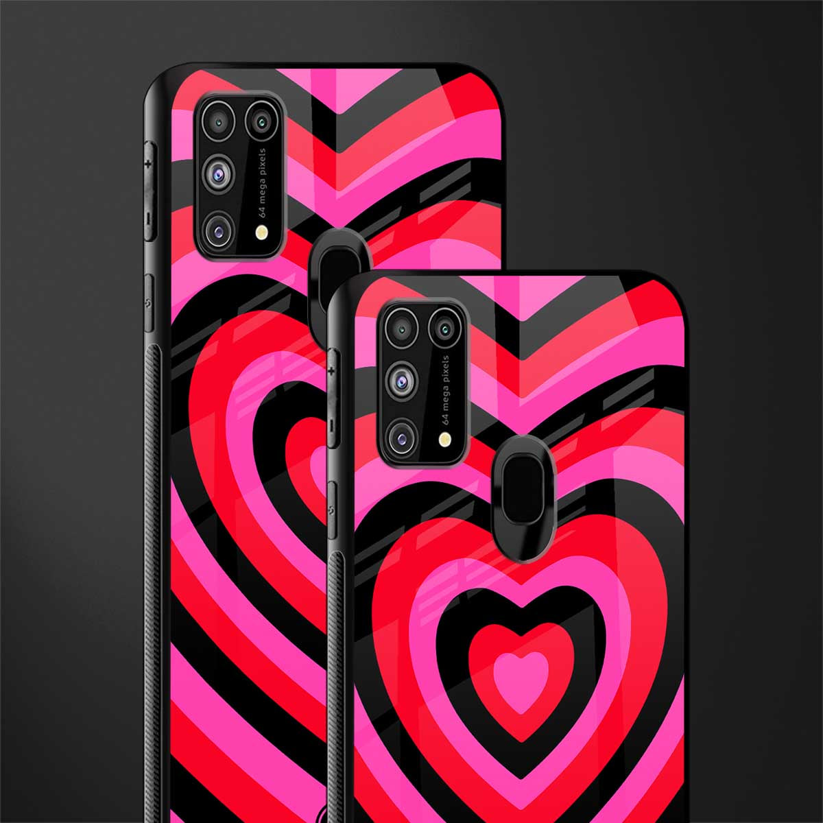 y2k black pink hearts aesthetic glass case for samsung galaxy m31 prime edition image-2