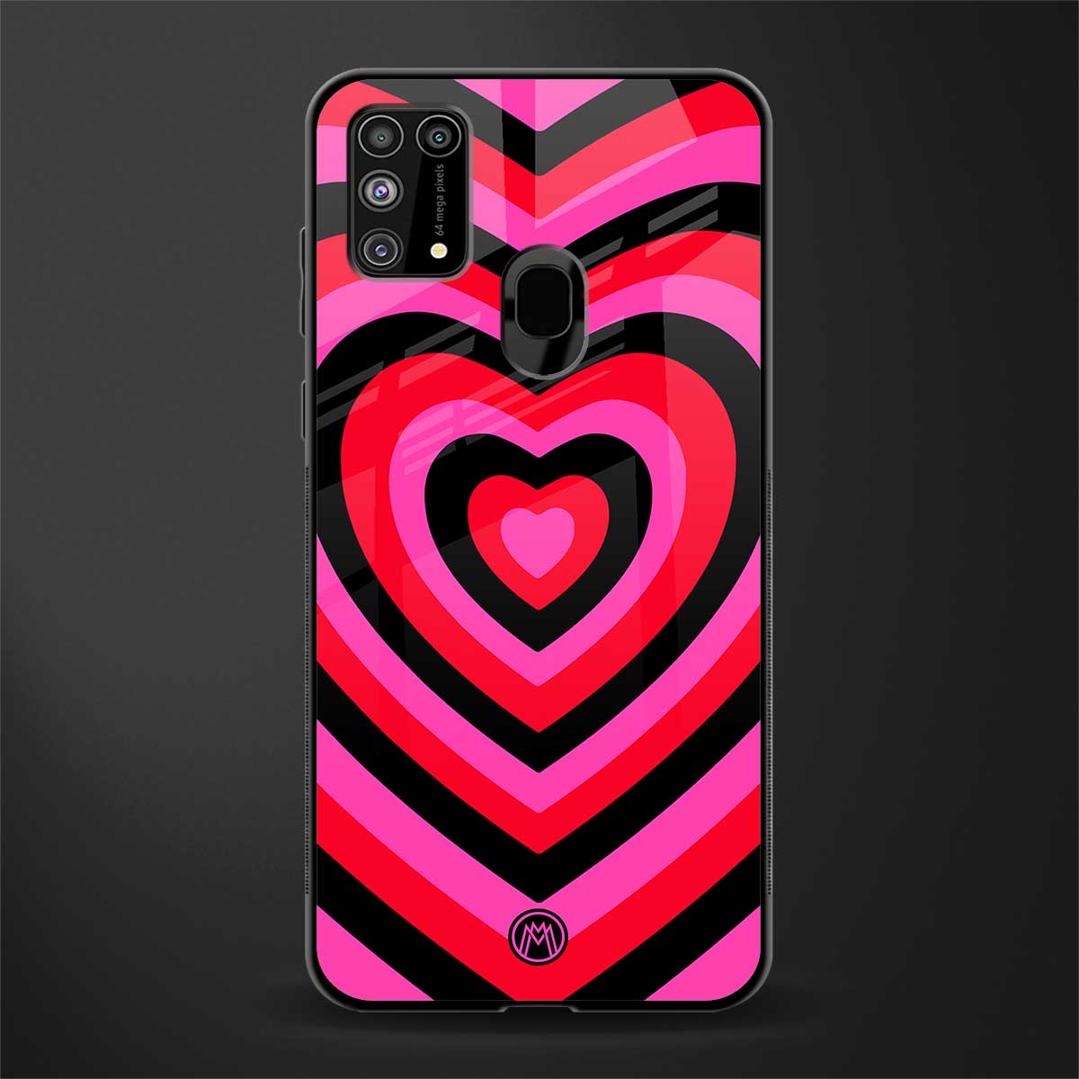 y2k black pink hearts aesthetic glass case for samsung galaxy m31 prime edition image