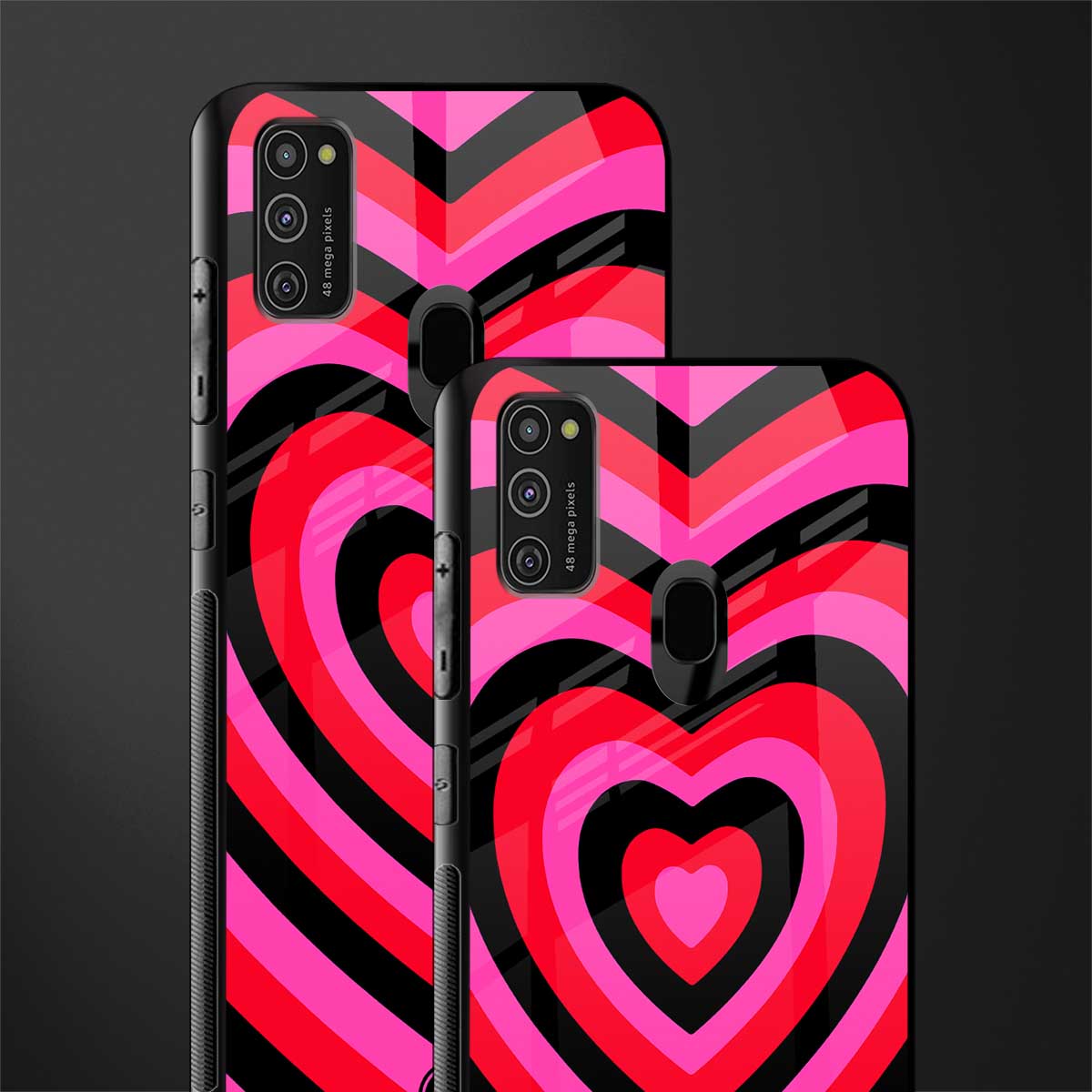 y2k black pink hearts aesthetic glass case for samsung galaxy m30s image-2