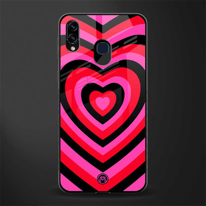 y2k black pink hearts aesthetic glass case for samsung galaxy a20 image
