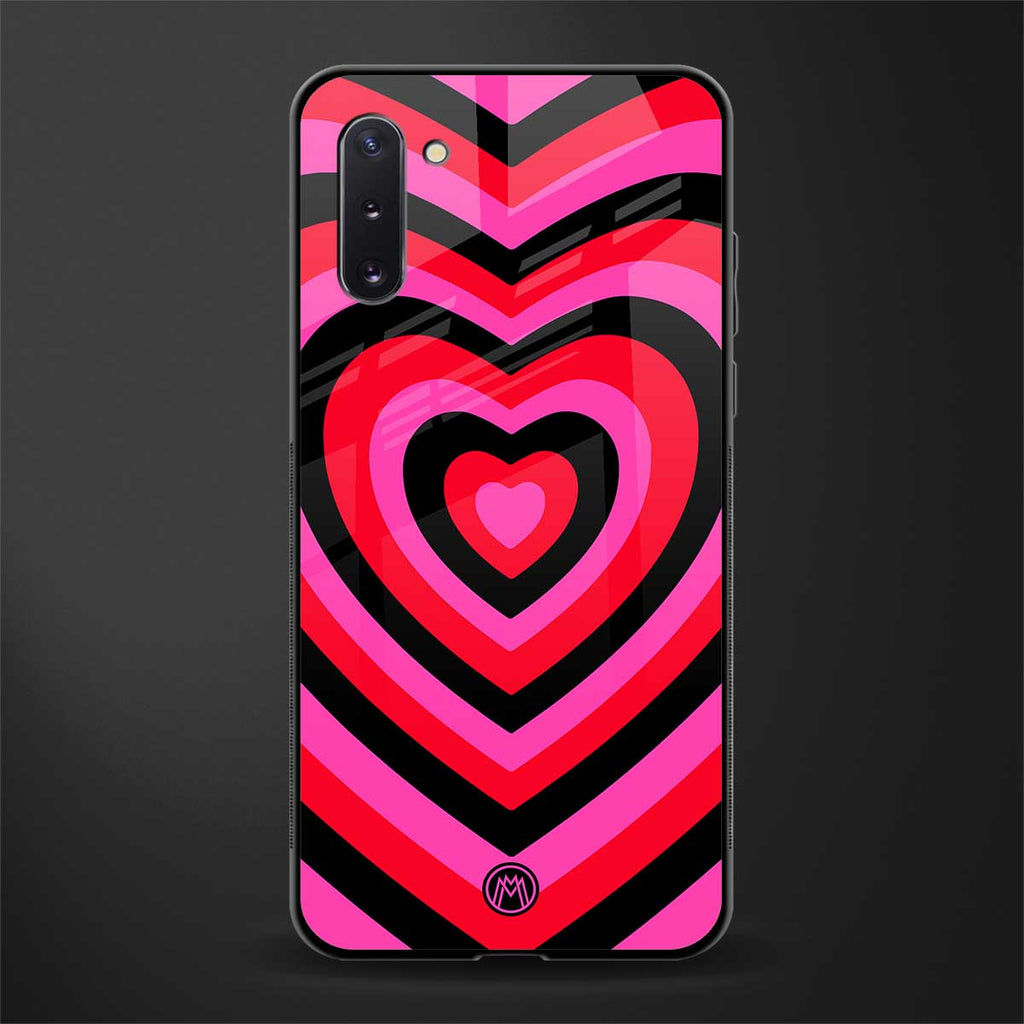 y2k black pink hearts aesthetic glass case for samsung galaxy note 10 image