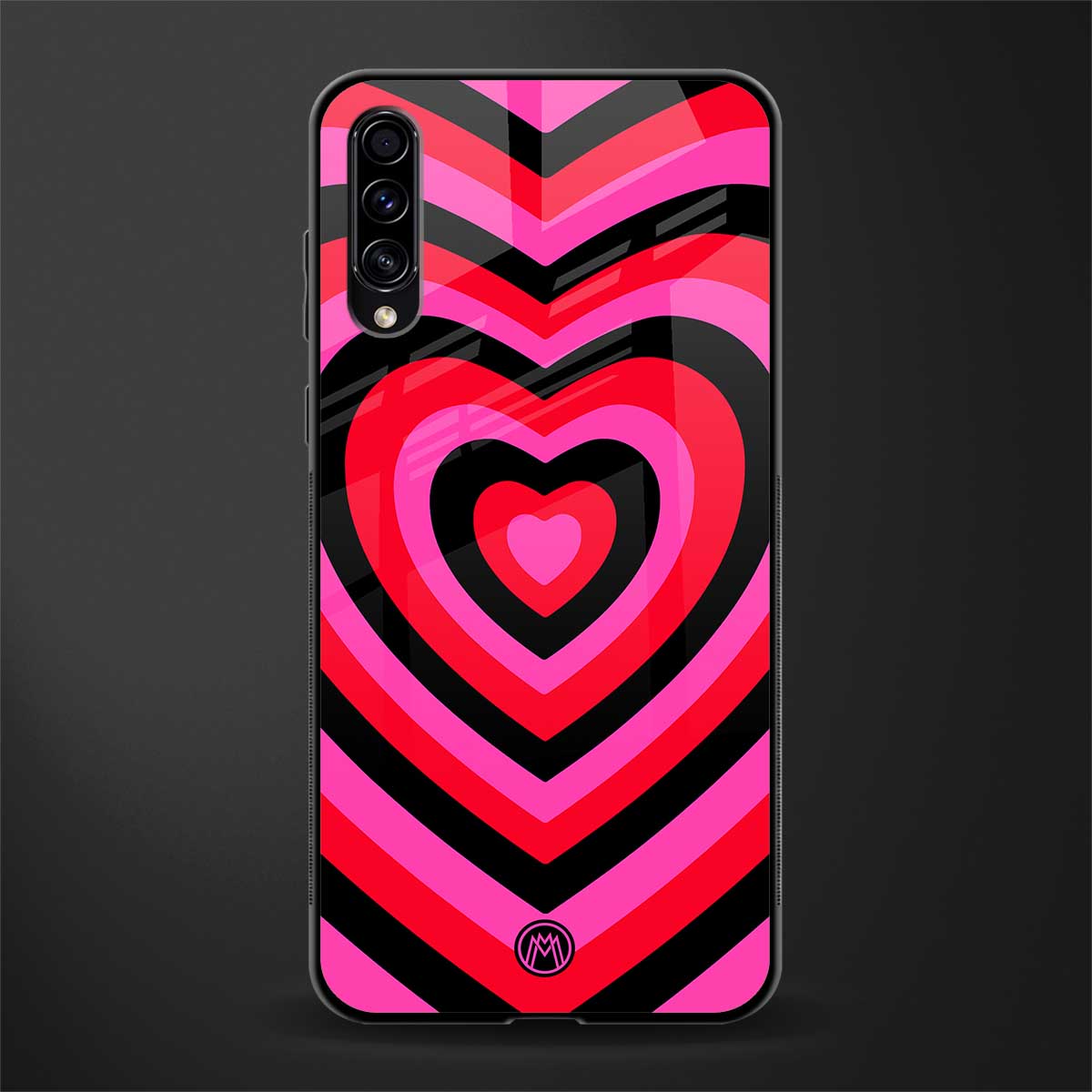 y2k black pink hearts aesthetic glass case for samsung galaxy a70 image