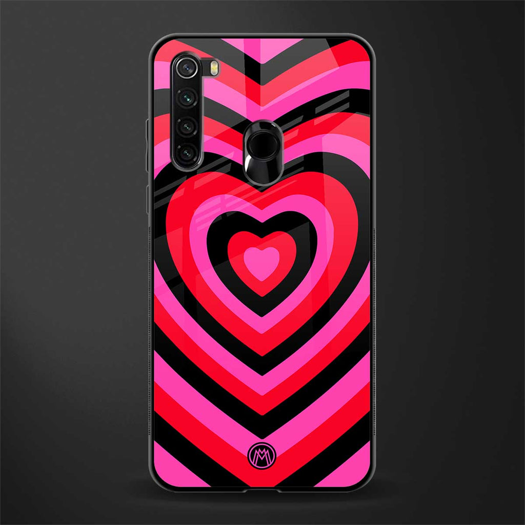y2k black pink hearts aesthetic glass case for redmi note 8 image
