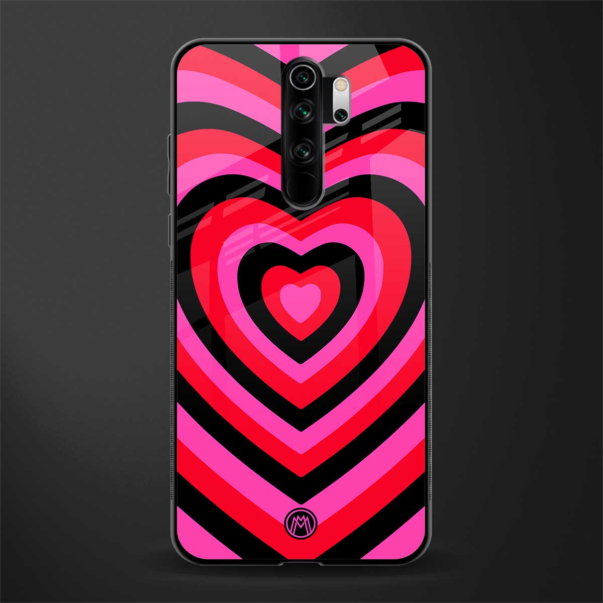 y2k black pink hearts aesthetic glass case for redmi note 8 pro image