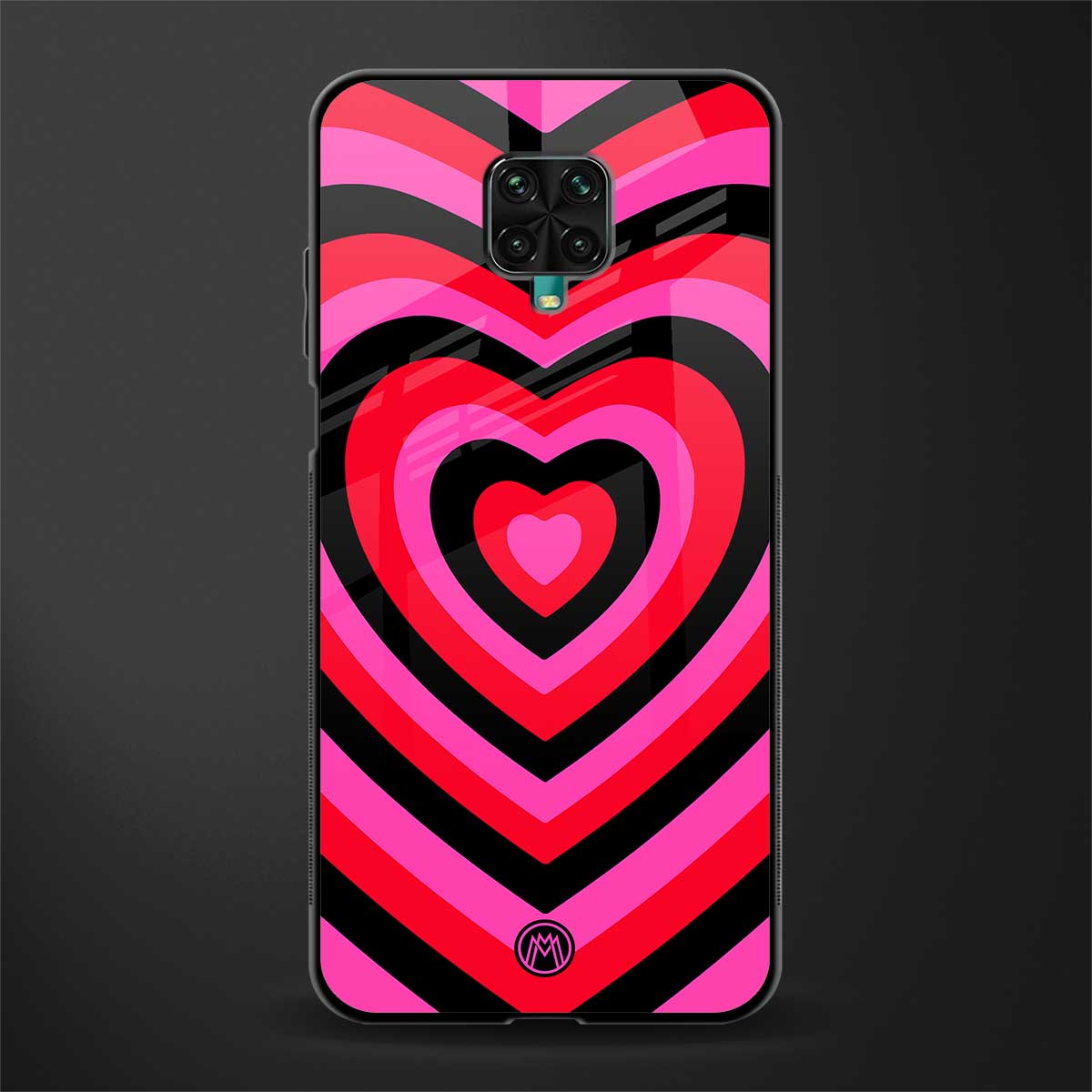 y2k black pink hearts aesthetic glass case for redmi note 9 pro max image