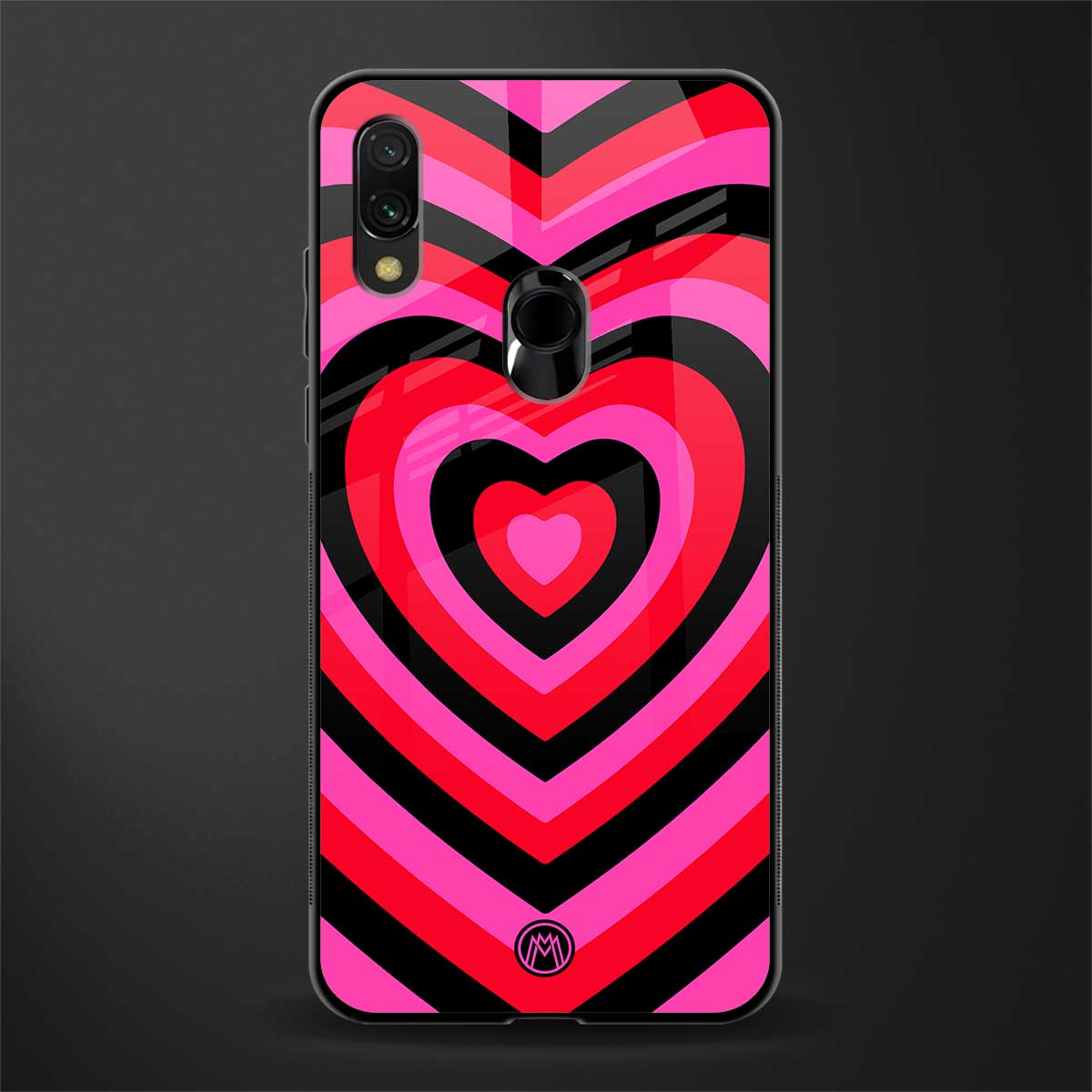y2k black pink hearts aesthetic glass case for redmi 7redmi y3 image
