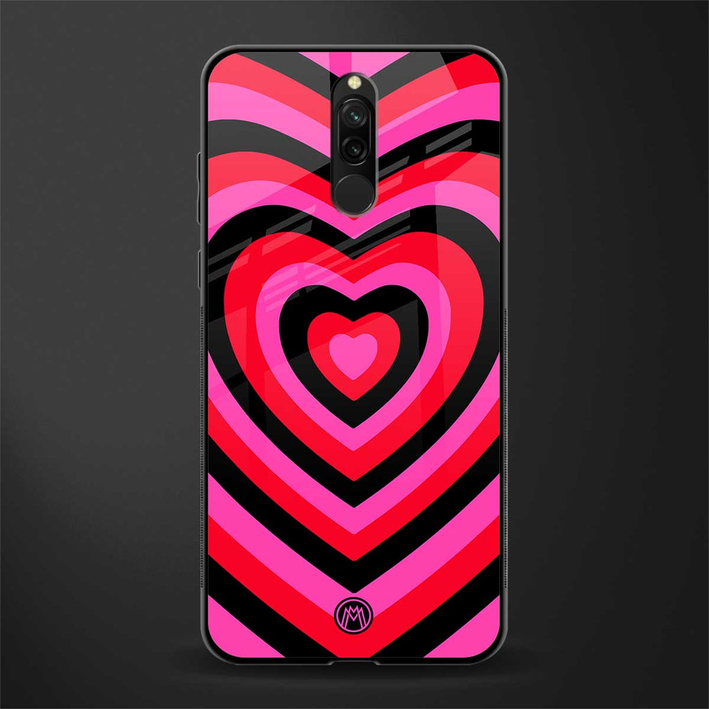 y2k black pink hearts aesthetic glass case for redmi 8 image