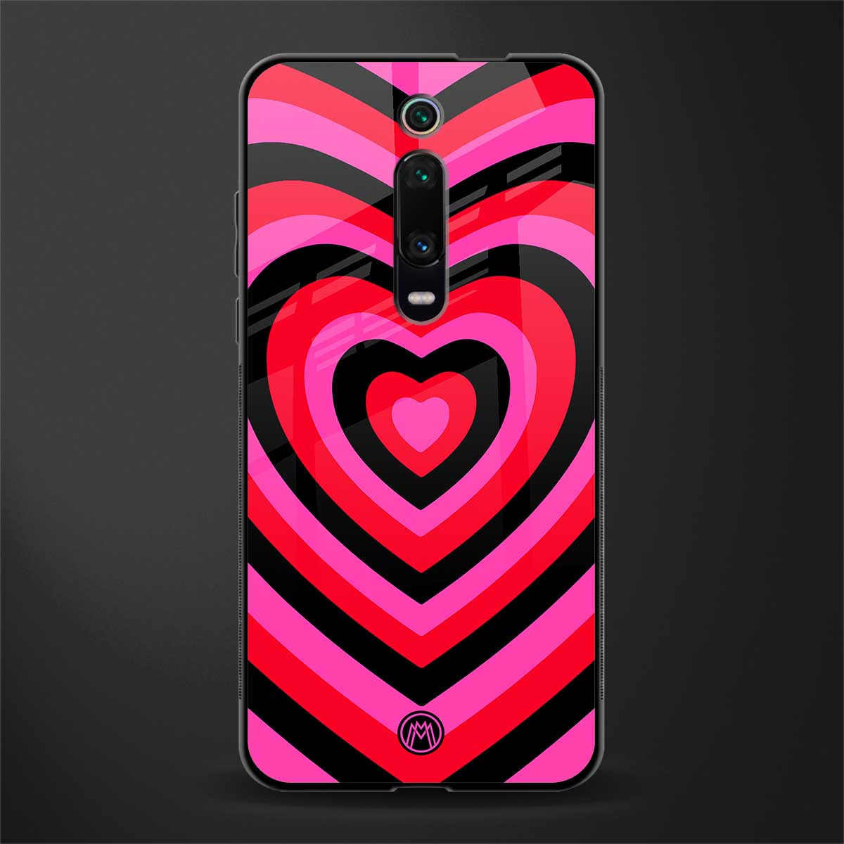 y2k black pink hearts aesthetic glass case for redmi k20 image