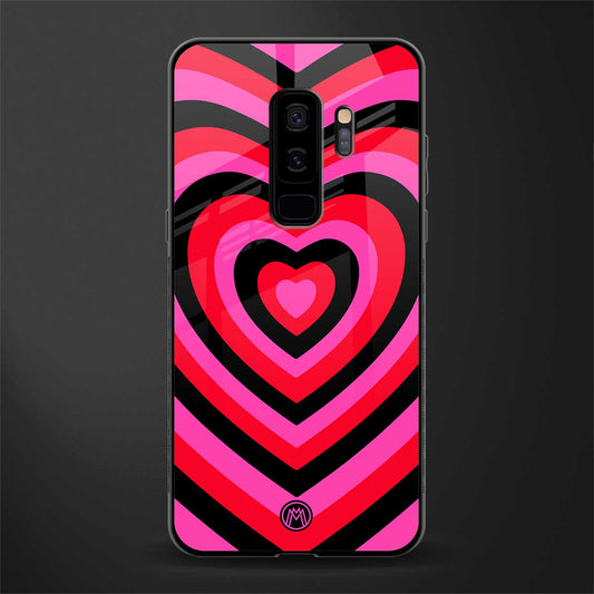 y2k black pink hearts aesthetic glass case for samsung galaxy s9 plus image