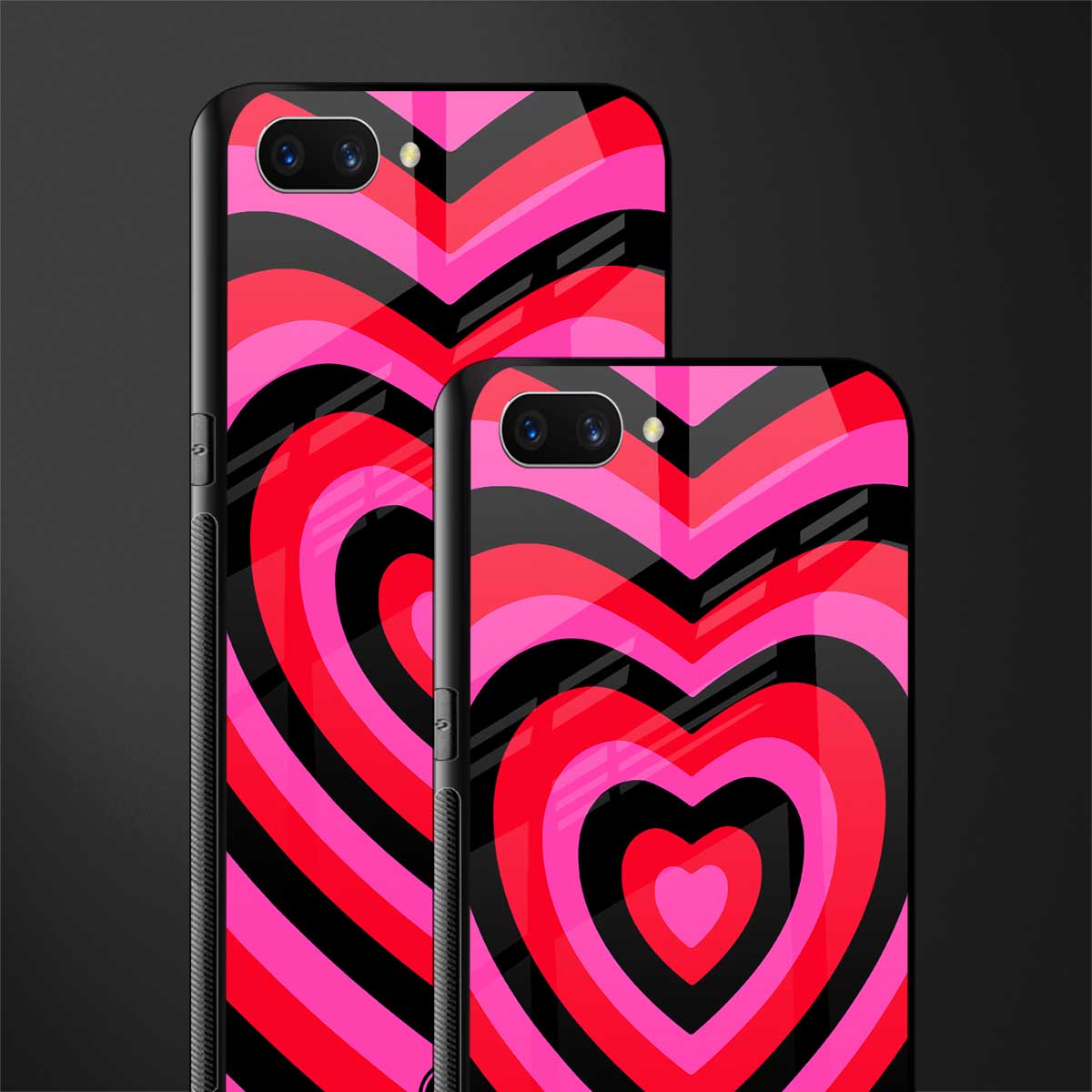 y2k black pink hearts aesthetic glass case for realme c1 image-2