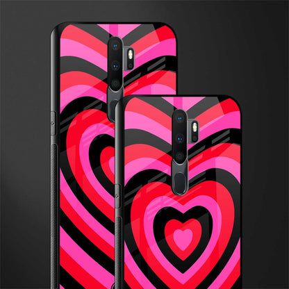 y2k black pink hearts aesthetic glass case for oppo a9 2020 image-2