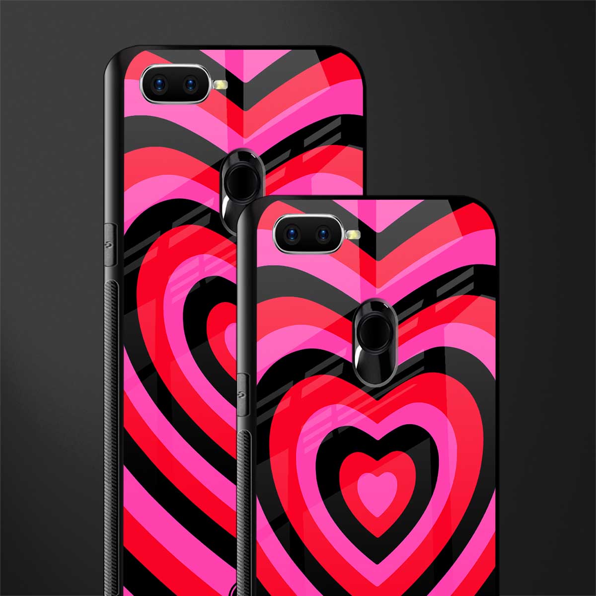 y2k black pink hearts aesthetic glass case for realme 2 pro image-2