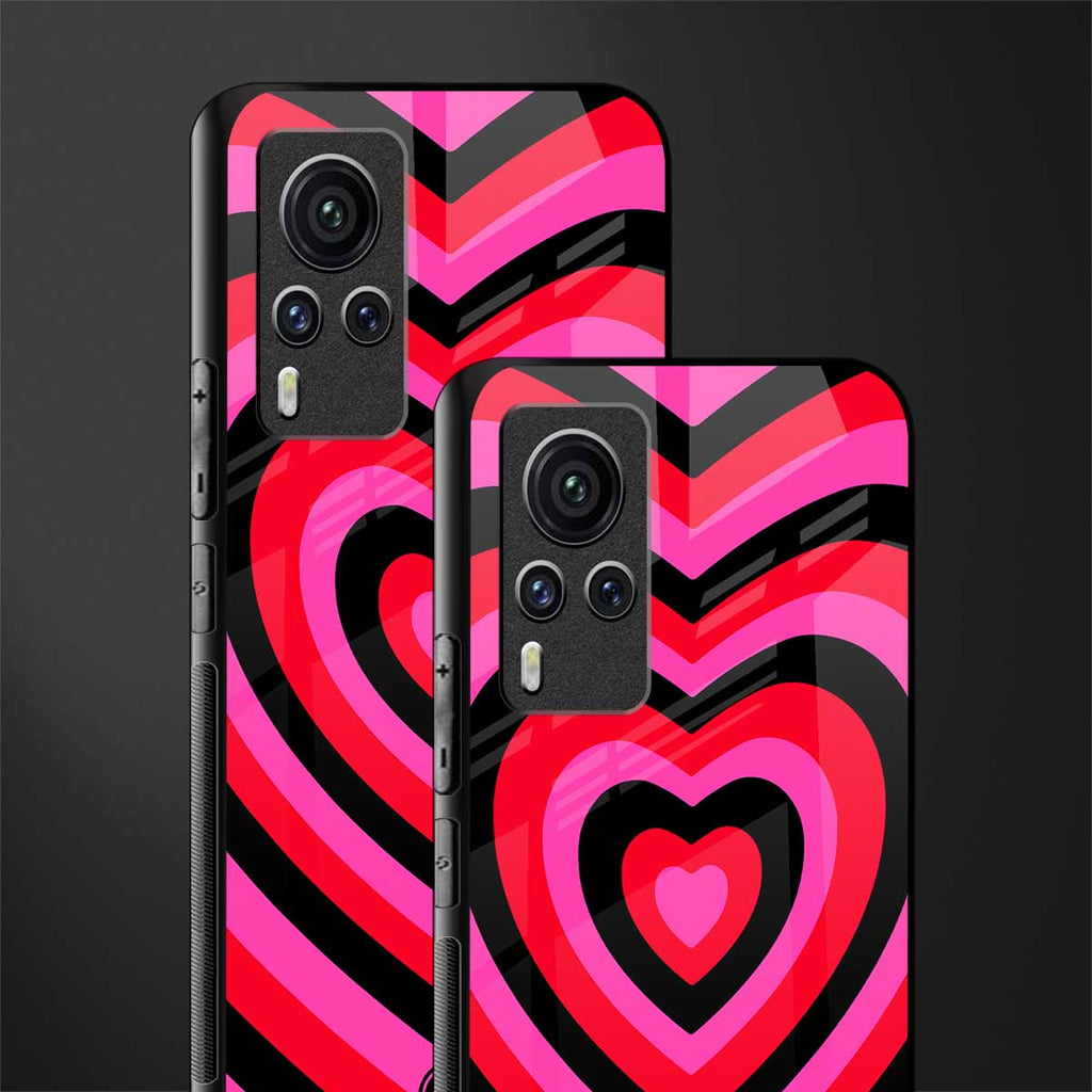 y2k black pink hearts aesthetic glass case for vivo x60 pro image-2