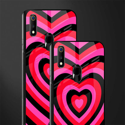 y2k black pink hearts aesthetic glass case for realme 3 pro image-2