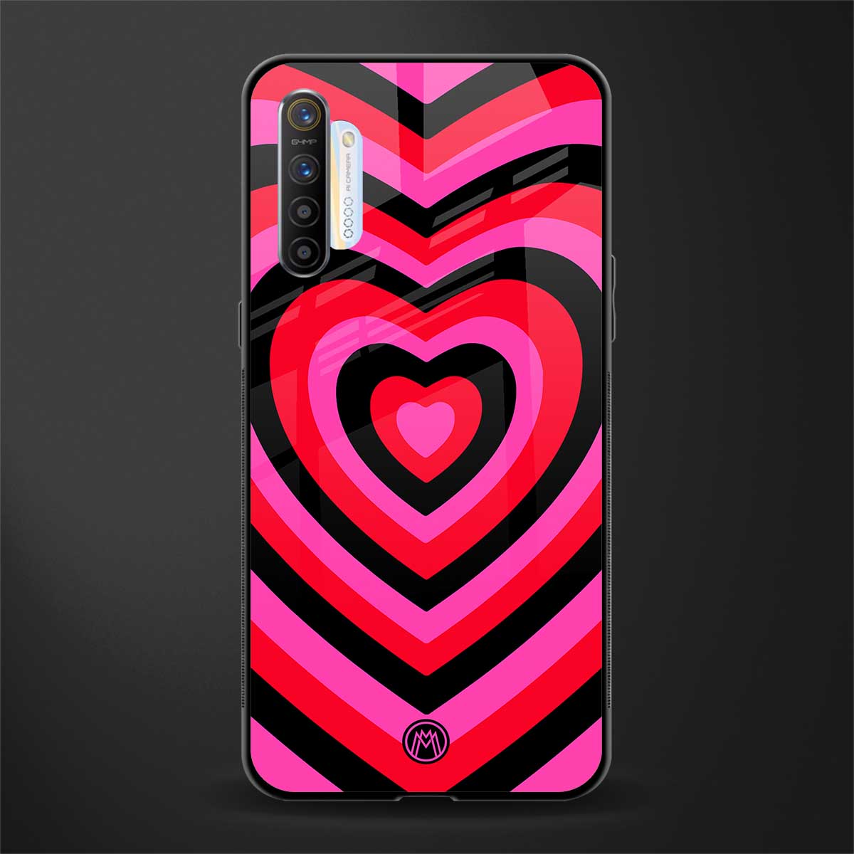 y2k black pink hearts aesthetic glass case for realme xt image