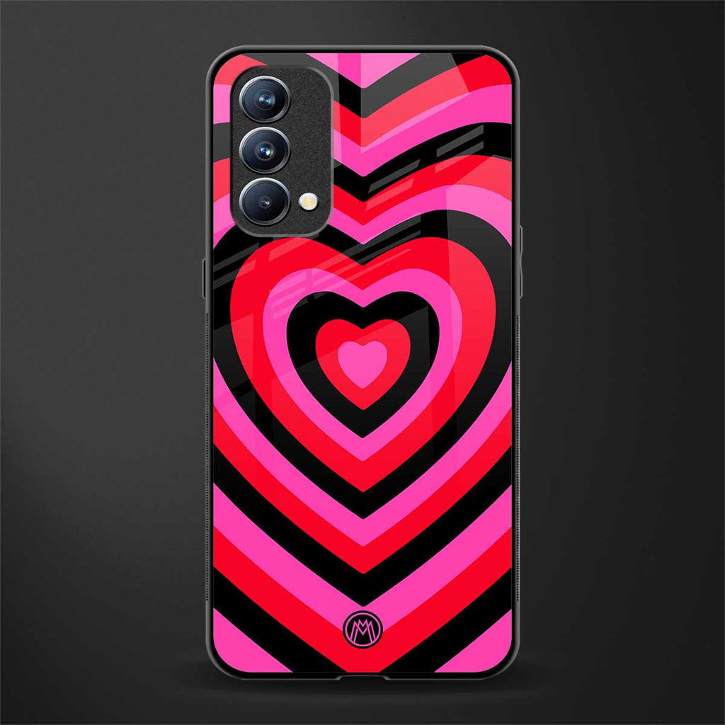y2k black pink hearts aesthetic glass case for oppo f19 image