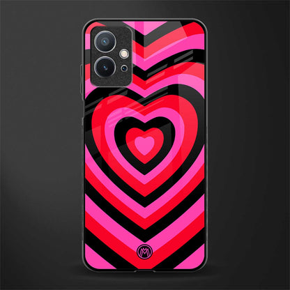 y2k black pink hearts aesthetic glass case for vivo y75 5g image