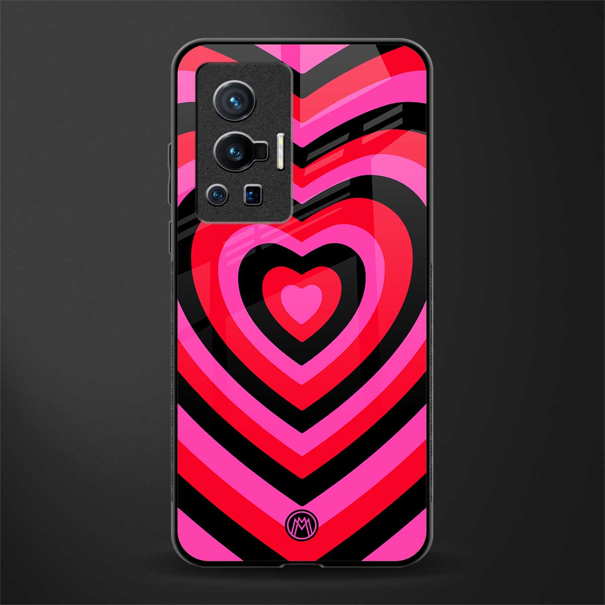 y2k black pink hearts aesthetic glass case for vivo x70 pro image