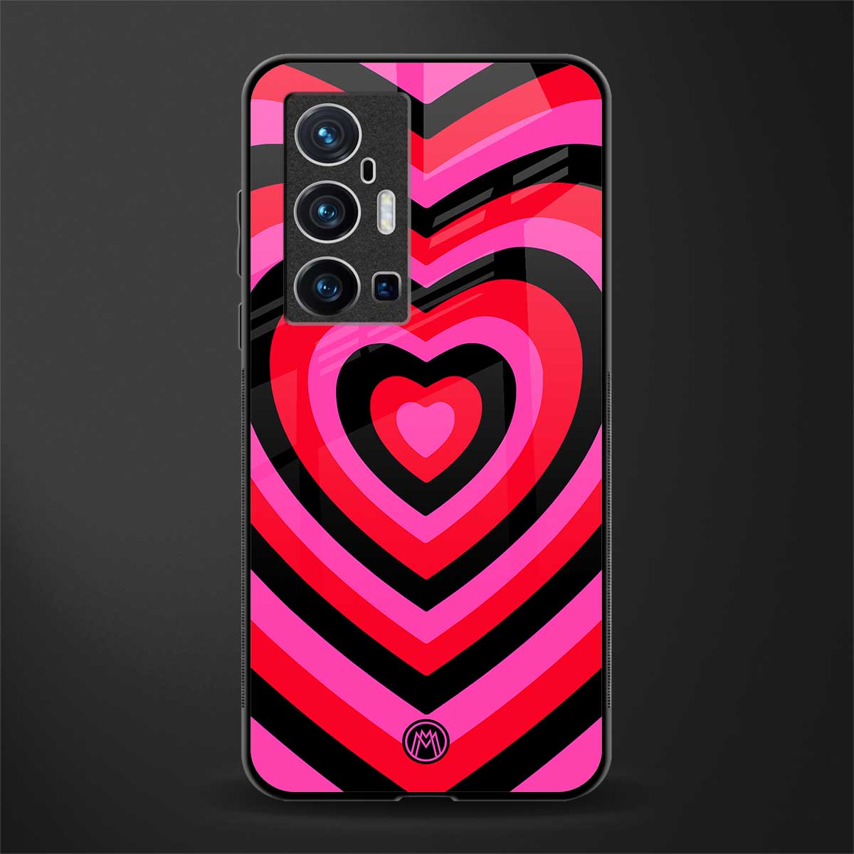 y2k black pink hearts aesthetic glass case for vivo x70 pro plus image