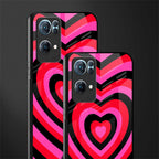 y2k black pink hearts aesthetic glass case for oppo reno7 pro 5g image-2