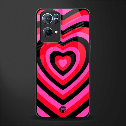 y2k black pink hearts aesthetic glass case for oppo reno7 pro 5g image