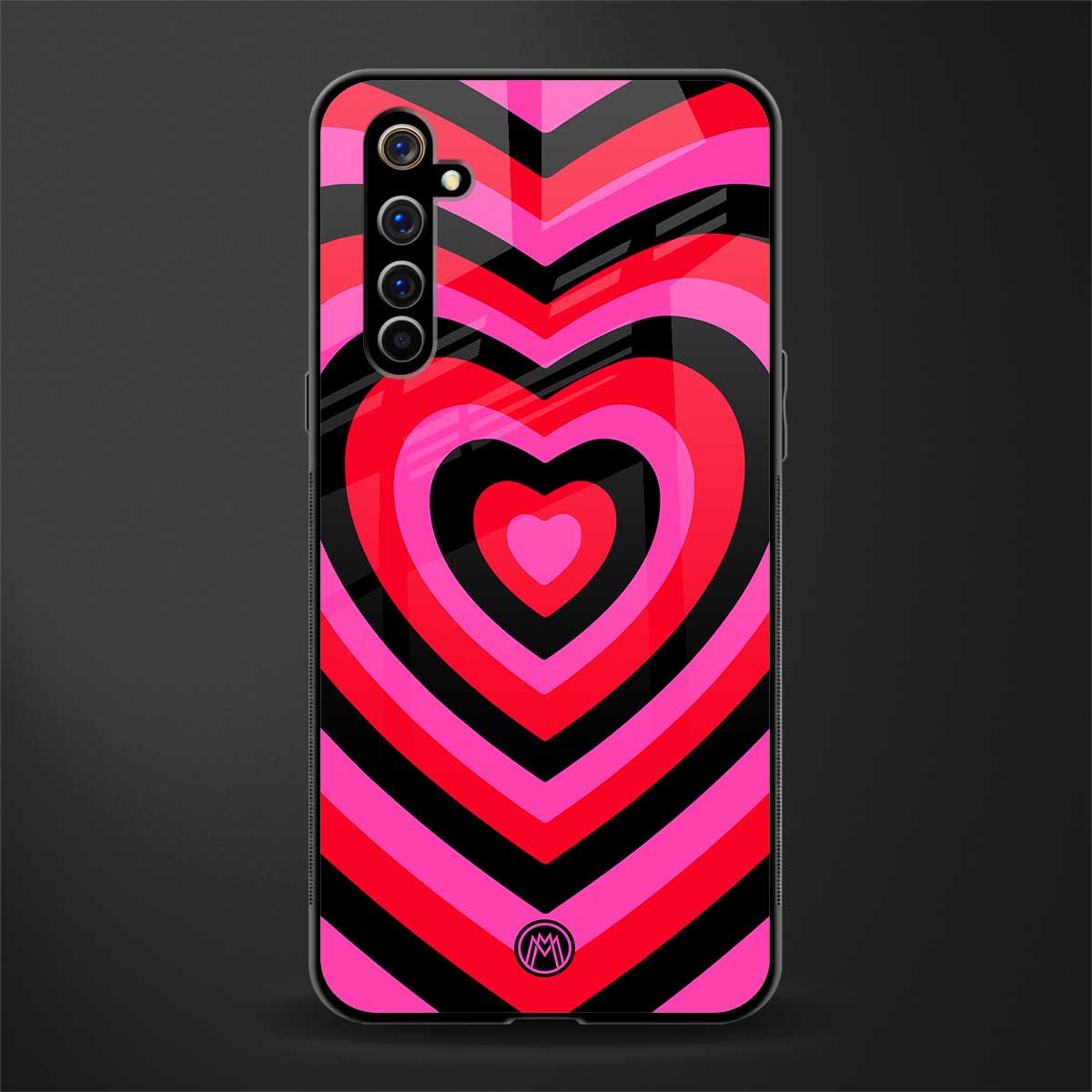 y2k black pink hearts aesthetic glass case for realme x50 pro image