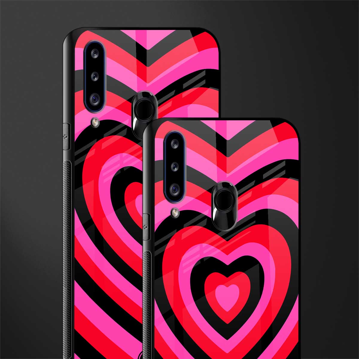 y2k black pink hearts aesthetic glass case for samsung galaxy a20s image-2