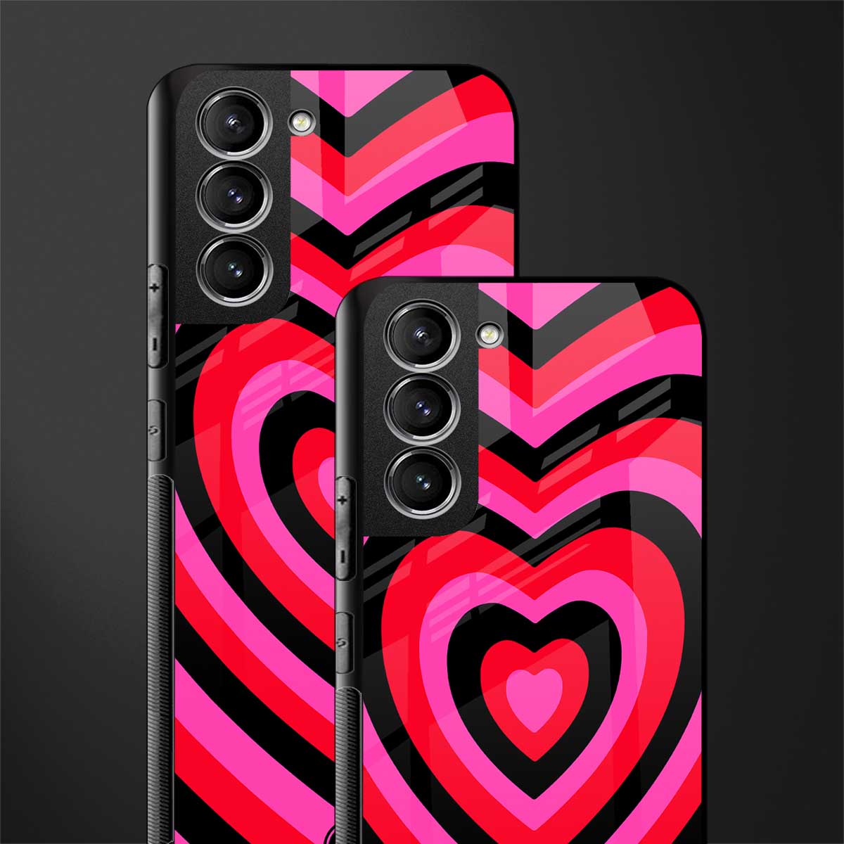 y2k black pink hearts aesthetic glass case for samsung galaxy s21 image-2
